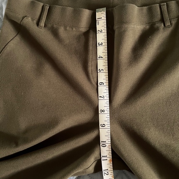 Quite Pullup Ponte Knit Stretch Pants - Olive Green L - Picture 7 of 7